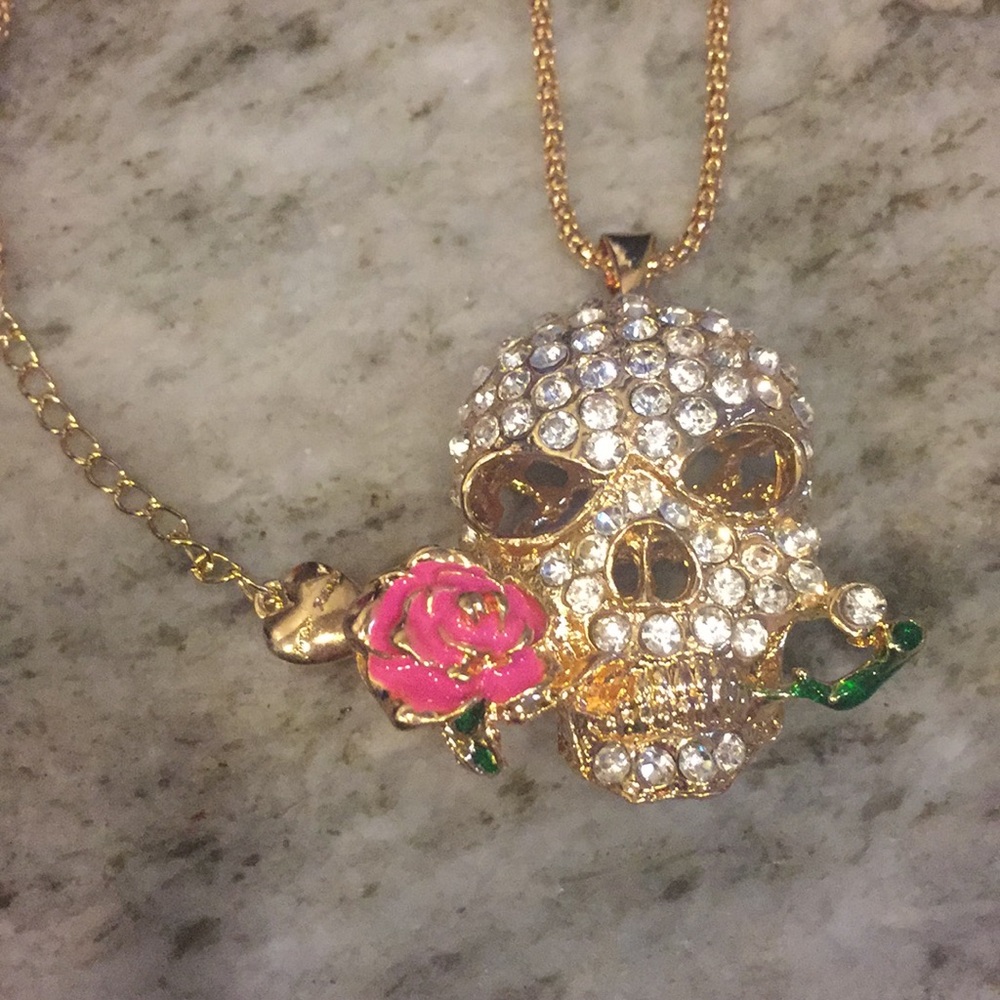 Rhinestone Skull Necklace
